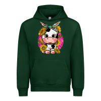 Forest Green cut cow with sunflower and leopard  pink Urban Hoodie - texasbilliewilder