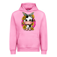 Fuchsia Pink cut cow with sunflower and leopard  pink Urban Hoodie - texasbilliewilder