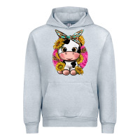 Heather Grey cut cow with sunflower and leopard  pink Urban Hoodie - texasbilliewilder