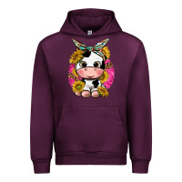 Mauve Wine cut cow with sunflower and leopard  pink Urban Hoodie - texasbilliewilder