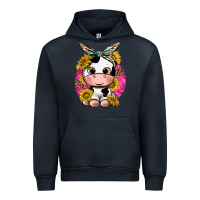 Navy cut cow with sunflower and leopard  pink Urban Hoodie - texasbilliewilder