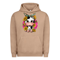 Pigment Burro cut cow with sunflower and leopard  pink Urban Hoodie - texasbilliewilder