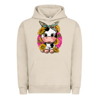 Pigment French Oak cut cow with sunflower and leopard  pink Urban Hoodie - texasbilliewilder