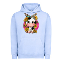 Pigment Grape Ice cut cow with sunflower and leopard  pink Urban Hoodie - texasbilliewilder