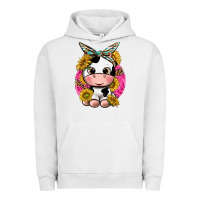 Pigment Lunar Rock cut cow with sunflower and leopard  pink Urban Hoodie - texasbilliewilder