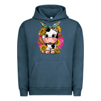 Pigment Midnight Navy cut cow with sunflower and leopard  pink Urban Hoodie - texasbilliewilder