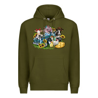 Army Green farm animals truck Premium Hoodie - Zillion Design Studio