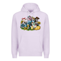 Lilac farm animals truck Premium Hoodie - Zillion Design Studio