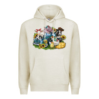 Oatmeal Heather farm animals truck Premium Hoodie - Zillion Design Studio
