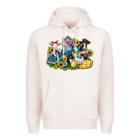 Pale Pink farm animals truck Premium Hoodie - Zillion Design Studio