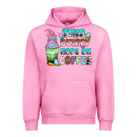 Fuchsia Pink this bunny hops on coffee Urban Hoodie - Zillion Design Studio