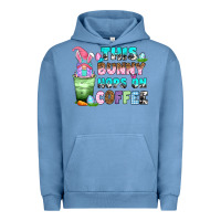 Pigment Pebble Blue this bunny hops on coffee Urban Hoodie - Zillion Design Studio