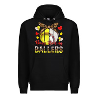 Black busy raising ballers with baseball and softball Premium Hoodie - texasbilliewilder