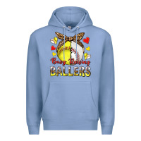 Colony Blue busy raising ballers with baseball and softball Premium Hoodie - texasbilliewilder