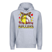 Heather Grey busy raising ballers with baseball and softball Premium Hoodie - texasbilliewilder