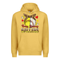 Antique Gold busy raising ballers with baseball and softball Premium Hoodie - texasbilliewilder