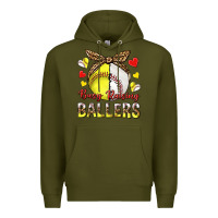 Army Green busy raising ballers with baseball and softball Premium Hoodie - texasbilliewilder