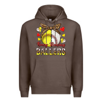 Coffee busy raising ballers with baseball and softball Premium Hoodie - texasbilliewilder