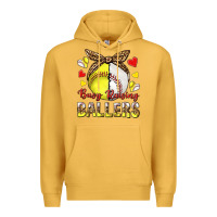 Mustard busy raising ballers with baseball and softball Premium Hoodie - texasbilliewilder