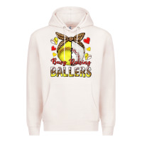 Pale Pink busy raising ballers with baseball and softball Premium Hoodie - texasbilliewilder