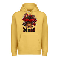 Antique Gold cheer mom afro messy bun Premium Hoodie - texasbilliewilder