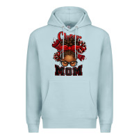 Blue Mist cheer mom afro messy bun Premium Hoodie - texasbilliewilder