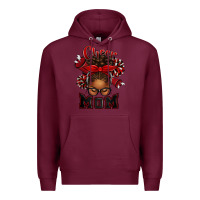 Burgundy cheer mom afro messy bun Premium Hoodie - texasbilliewilder