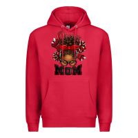 Cardinal cheer mom afro messy bun Premium Hoodie - texasbilliewilder