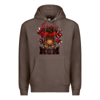Coffee cheer mom afro messy bun Premium Hoodie - texasbilliewilder