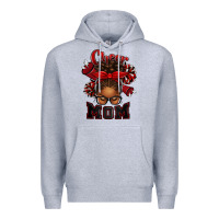 Heather Grey cheer mom afro messy bun Premium Hoodie - texasbilliewilder