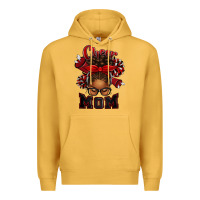 Mustard cheer mom afro messy bun Premium Hoodie - texasbilliewilder