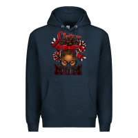 Navy cheer mom afro messy bun Premium Hoodie - texasbilliewilder
