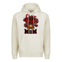 Oatmeal Heather cheer mom afro messy bun Premium Hoodie - texasbilliewilder