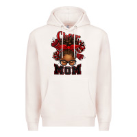 Pale Pink cheer mom afro messy bun Premium Hoodie - texasbilliewilder