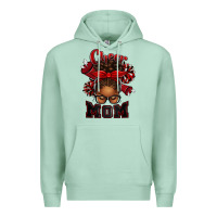 Seafoam cheer mom afro messy bun Premium Hoodie - texasbilliewilder