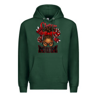 Sports Green cheer mom afro messy bun Premium Hoodie - texasbilliewilder
