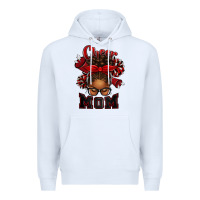 White cheer mom afro messy bun Premium Hoodie - texasbilliewilder