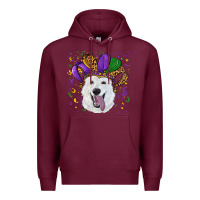 Burgundy mardi gras hat  white shepherd Premium Hoodie - RanaPortraitStore