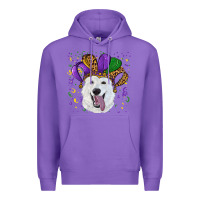 Purple mardi gras hat  white shepherd Premium Hoodie - RanaPortraitStore