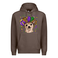 Coffee mardi gras hat chihuahua Premium Hoodie - RanaPortraitStore
