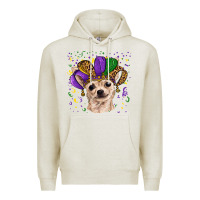 Oatmeal Heather mardi gras hat chihuahua Premium Hoodie - RanaPortraitStore