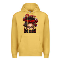 Antique Gold cheer mom messy bun Premium Hoodie - texasbilliewilder