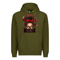 Army Green cheer mom messy bun Premium Hoodie - texasbilliewilder