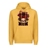 Mustard cheer mom messy bun Premium Hoodie - texasbilliewilder