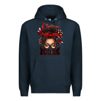 Navy cheer mom messy bun Premium Hoodie - texasbilliewilder