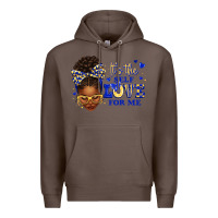 Coffee sorority colors blue and gold it's the self love f Premium Hoodie - texasbilliewilder