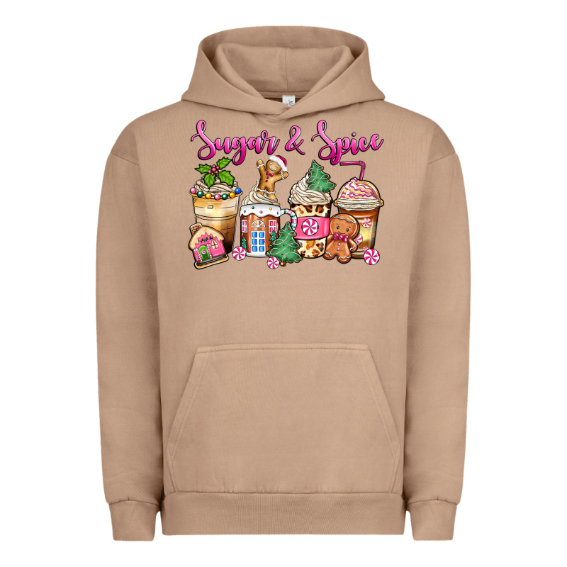 Sugar And Spice Pink Gingerbread Coffee Cups Urban Hoodie by Zillion Design Studio | Teevron