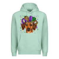 Seafoam mardi gras hat dachshund Premium Hoodie - RanaPortraitStore