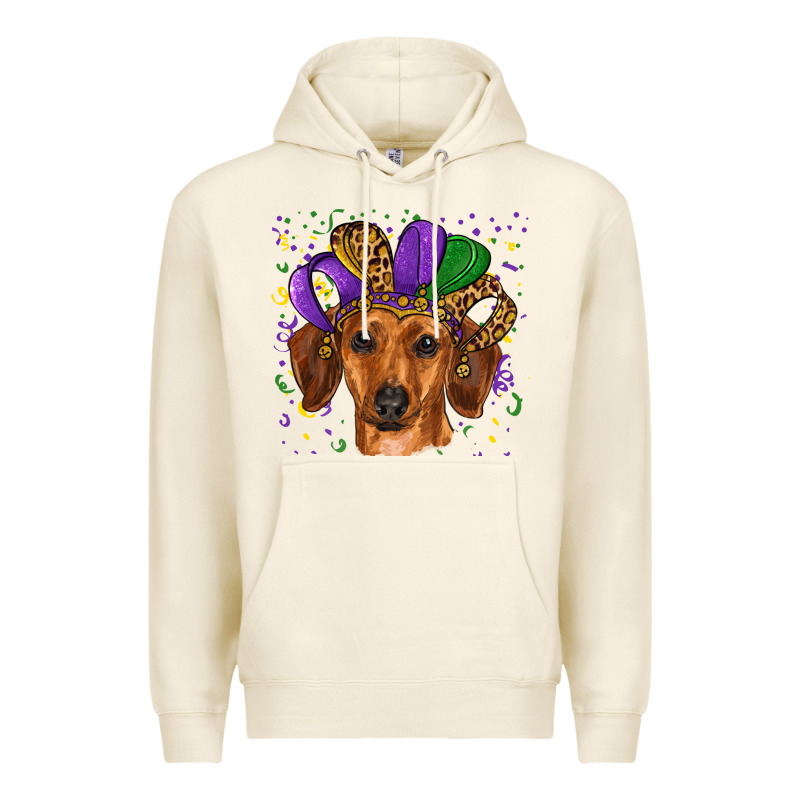 Mardi Gras Hat Dachshund Premium Hoodie by RanaPortraitStore | Teevron