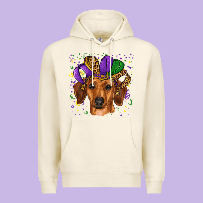 Mardi Gras Hat Dachshund Premium Hoodie Designed By Ranaportraitstore